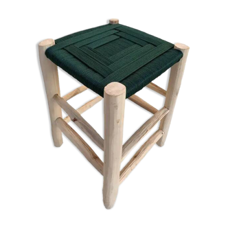 Tabouret contemporain marocain fait main en corde de nylon et bois