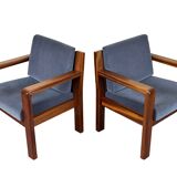 60s 70s Teak Easy Chair Lounge Chairs Danish Modern Design, Set of 2