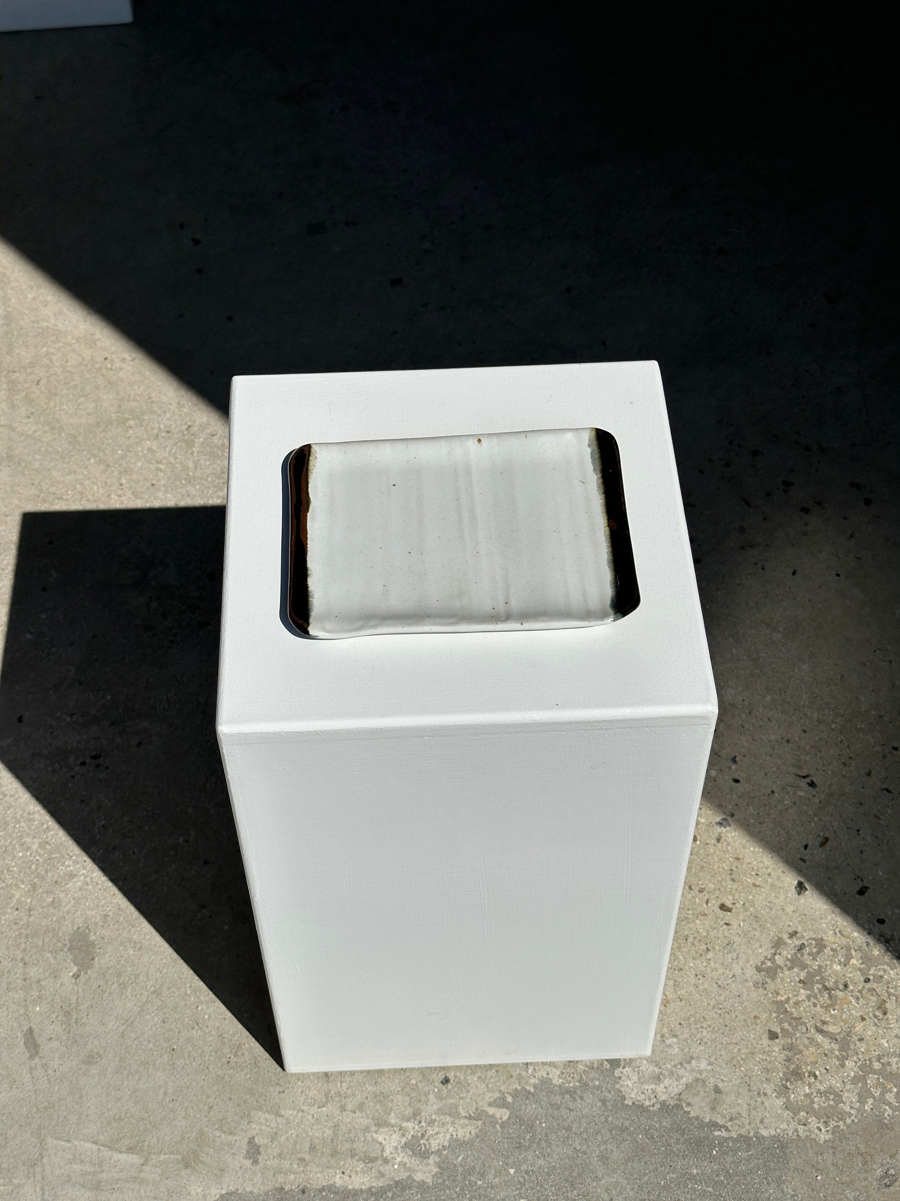 Trio of small rectangular serving dishes white and black Indonesian ceramic 21x16