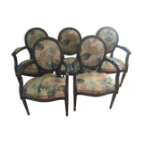 Set of 5 medallion armchairs