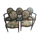 Set of 5 medallion armchairs