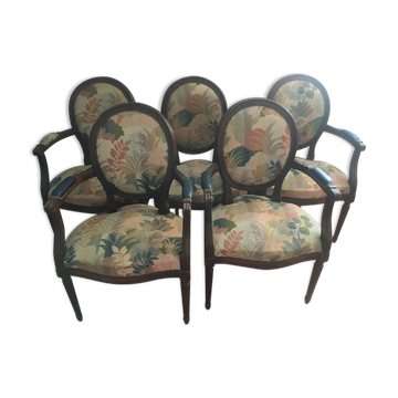 Set of 5 medallion armchairs