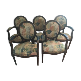 Set of 5 medallion armchairs