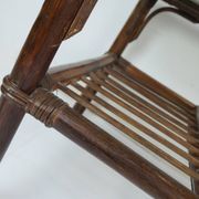 table d'appoint des années 1970 en bambou, osier et verre