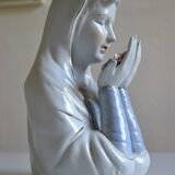 Virgin Mary statue bust in polychrome porcelain Virgin with crown of roses