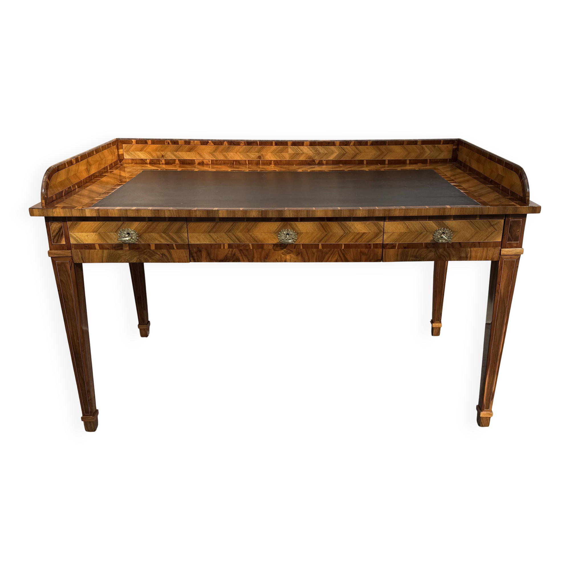 Late 18th‑Century Marquetry Writing Desk, Walnut & Exotic Veneers