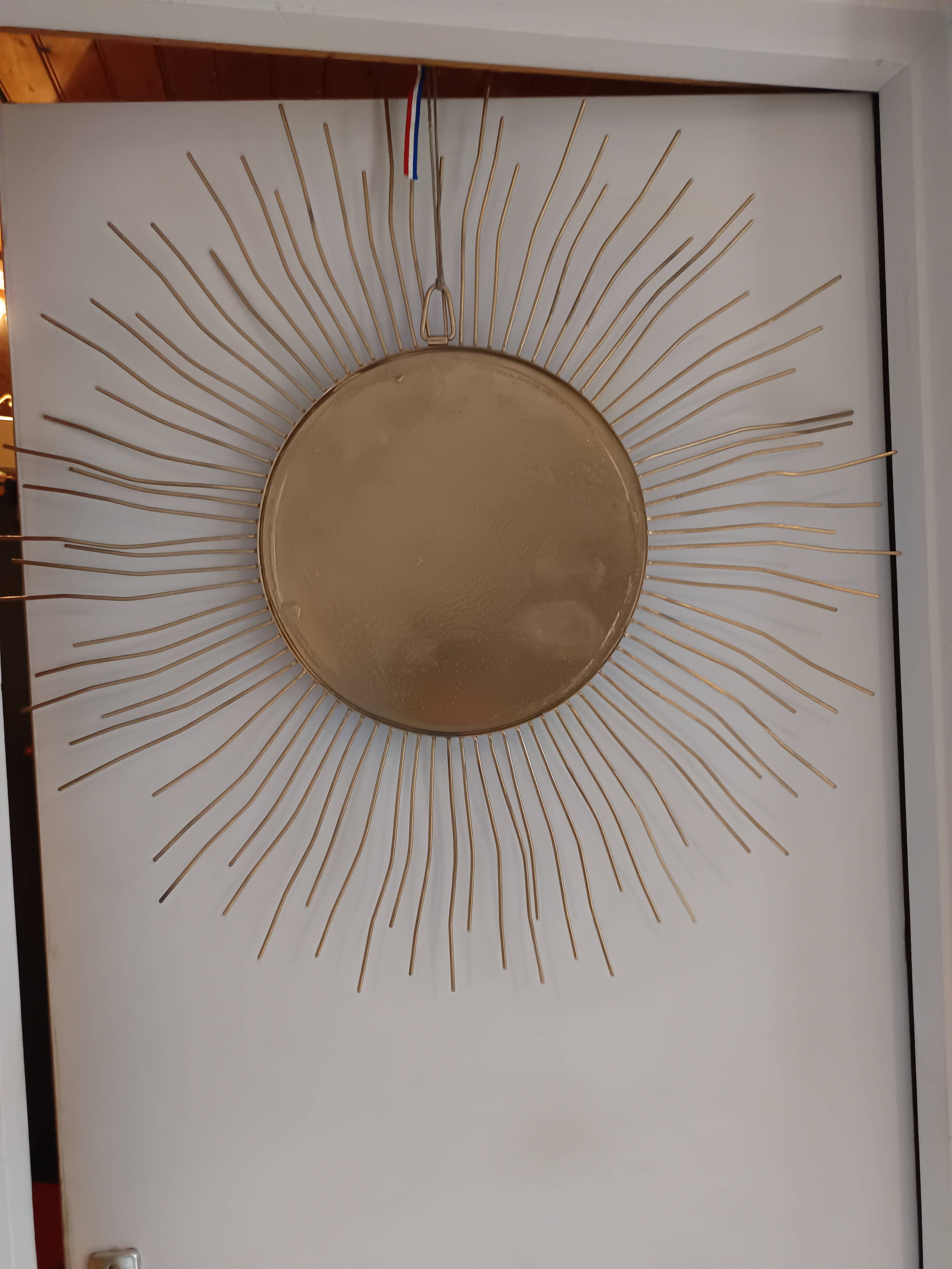 Vintage gold metal sun mirror – 70 cm