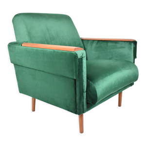 fauteuil vintage en velours - verte