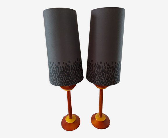 Paire de lampes en bois barbier