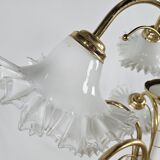 Lustre en céramique, laiton et verre de Murano des années 1970