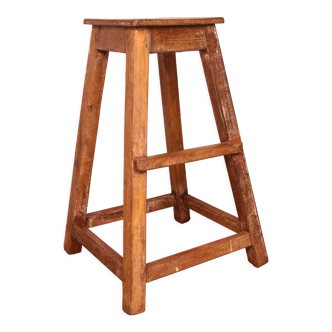 Old burmese teak workshop top stool