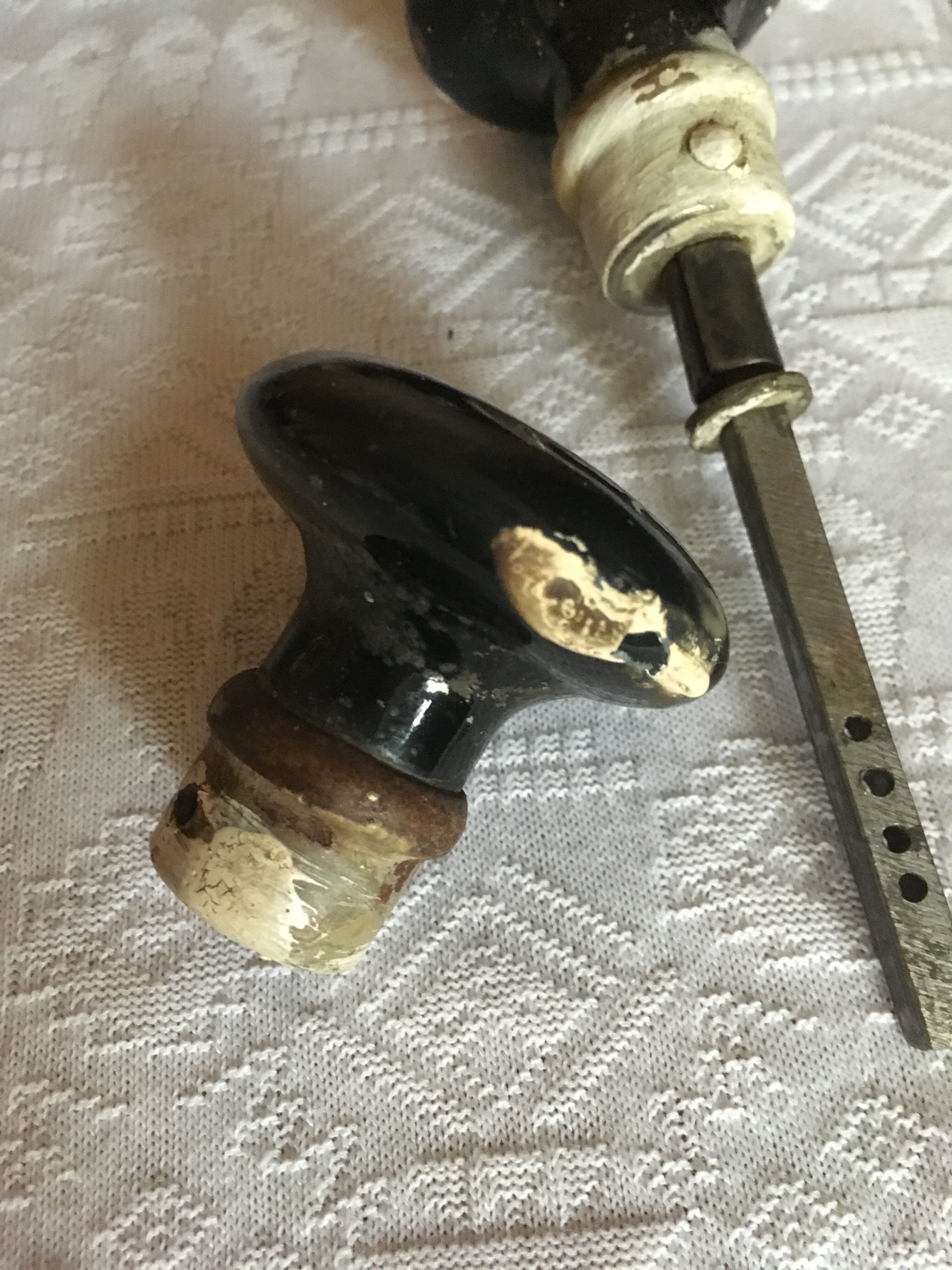 Set of black bakelite door handles