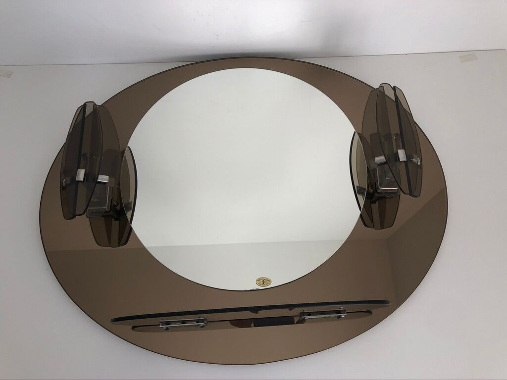 Miroir Lupi Cristal Luxor avec 2 appliques intégrées et tablette