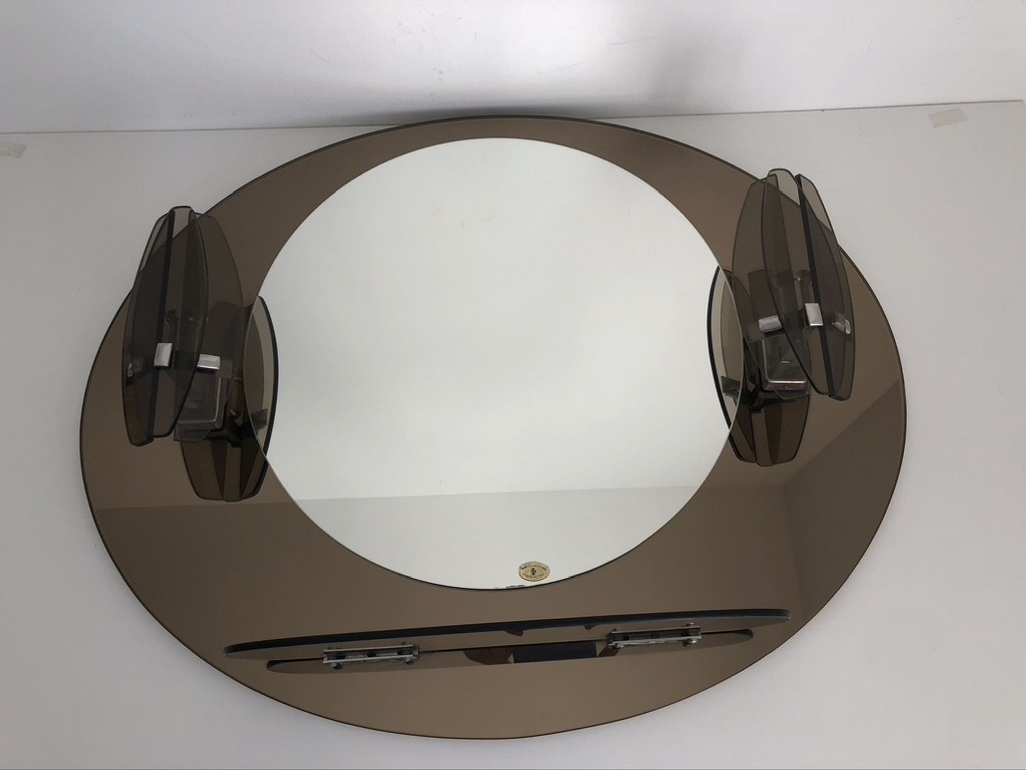 Lupi Crystal Luxor Mirror with 2 integrated wall lights and shelf