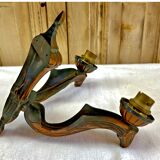 Wall lamp double fires copper metal art deco glassware ezan opalescent gilded