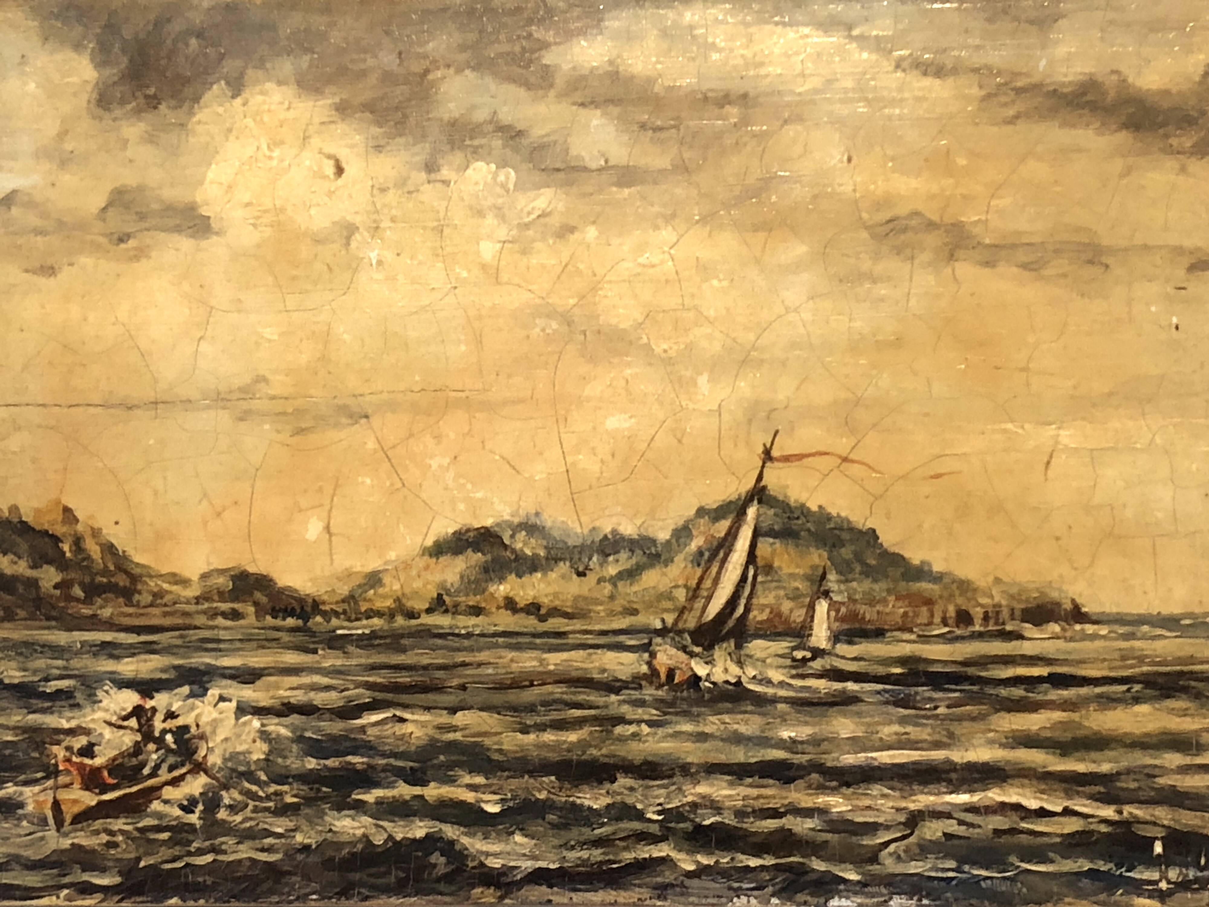 Marine Painting Oil on Wood