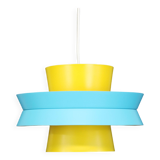 Unique colorful swedish design lamp in yellow and blue color