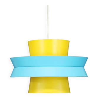 Unique colorful swedish design lamp in yellow and blue color
