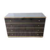 Vintage chest of drawers in lacquered wood and gilded metal 1970