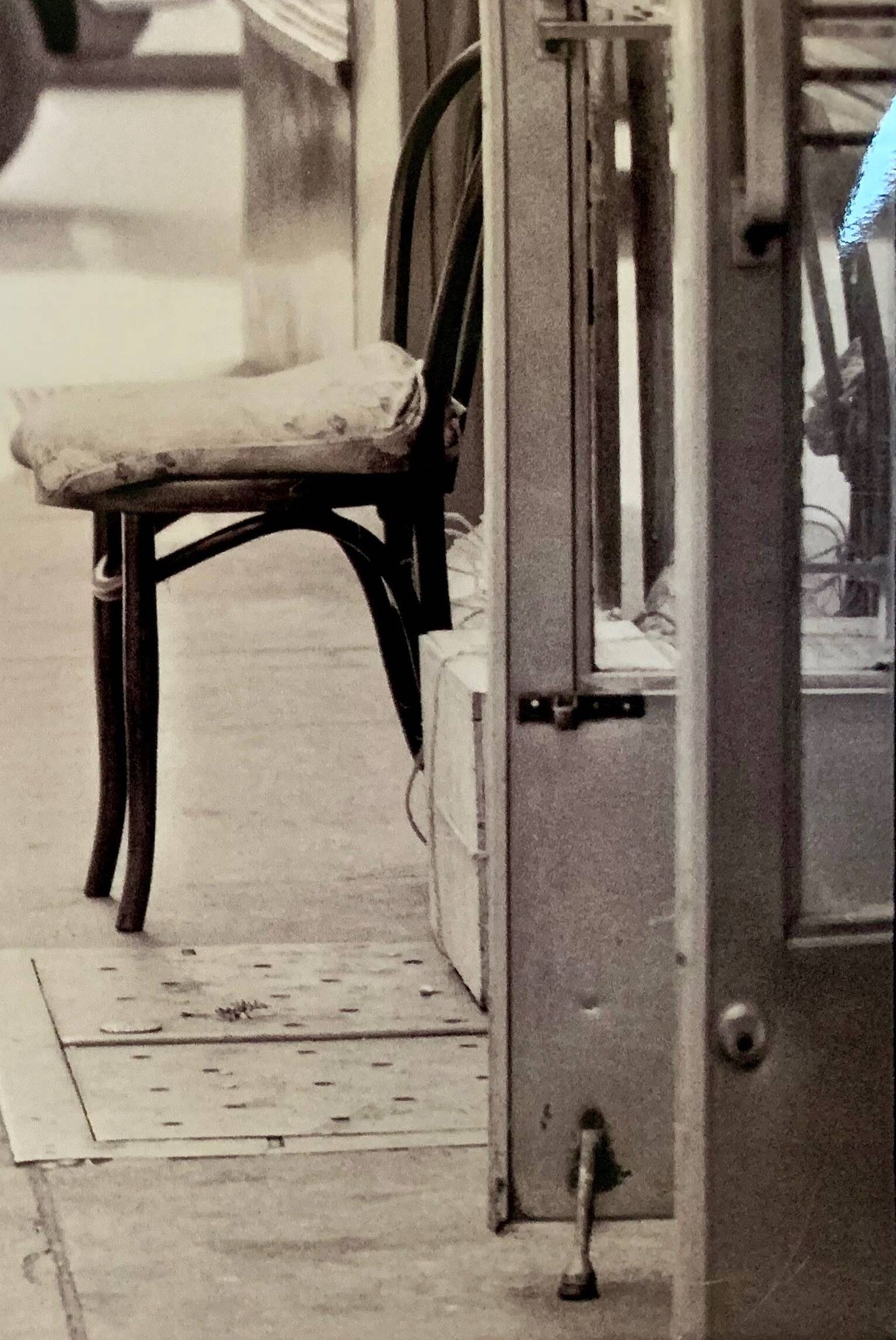 Photo of New York, Cat with rolling eyes in front of a shoe shine, 1960