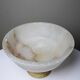Vintage Italian alabaster footed bowl in white and beige, 1960s.
