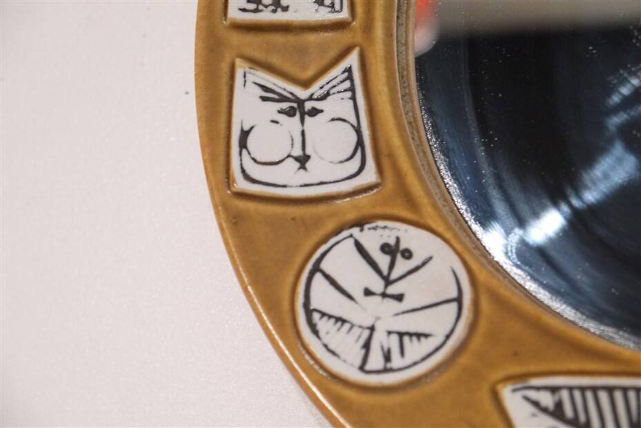 Ceramic mirror by Lisa Larsson for Gustavsberg 1960