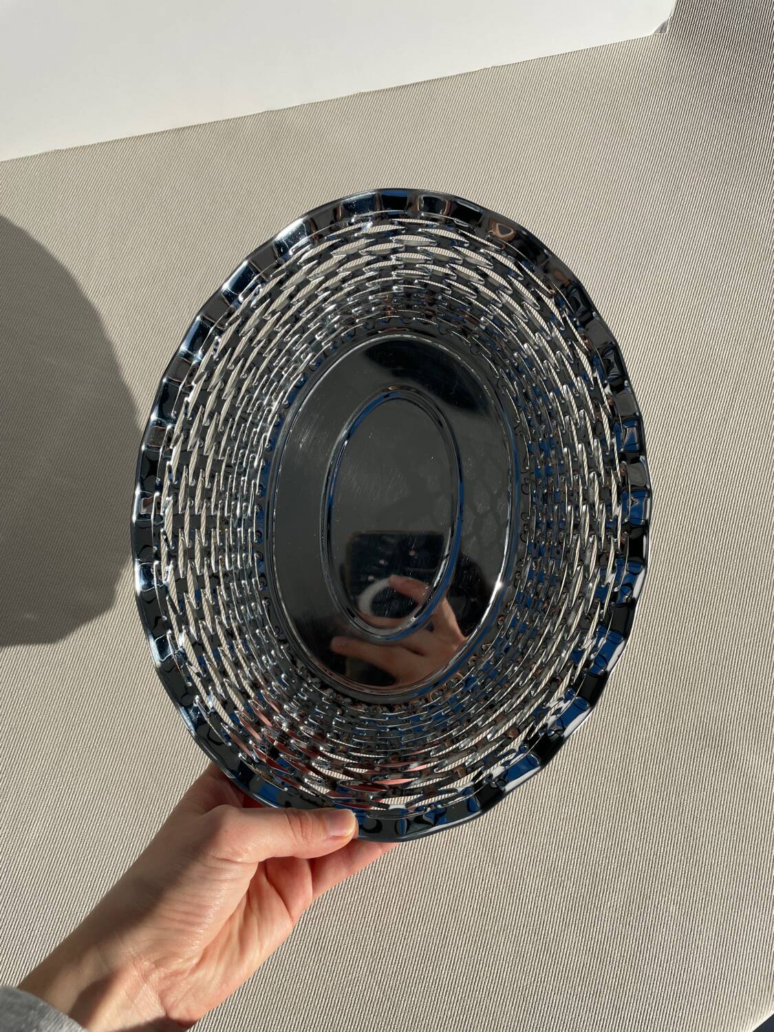Vintage stainless steel bread basket - Roger Orfevre