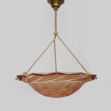 Antique Art Deco star-shaped pendant light with one burner, made of pâte de verre.