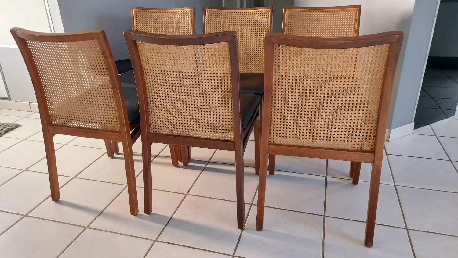 Suite of 6 vintage Scandinavian teak chairs 1970