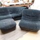 Canapé d'angle modulable chauffeuses et pouf vintage Steiner - Années 80