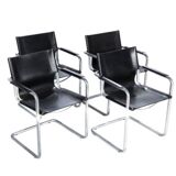 Set of 4 design cantilever chairs black and chrome design made in Italy
