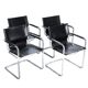 Ensemble de 4 chaises cantilever design noir et chrome fabriquées en Italie