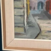 Original Swedish Oil on Panel – “Urban Landscape” by B. Gustavson – Signed – Dated 1947 – Vintage & Framed