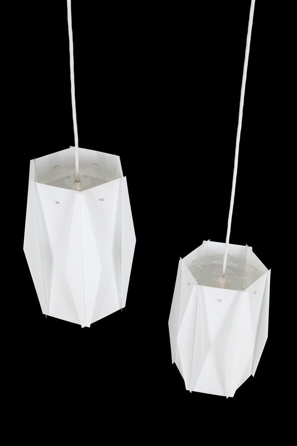 Rare set of 2 pendant lamps by Lars Schiøler for Hoyrup / Hoyruplight / 1960s-1970s