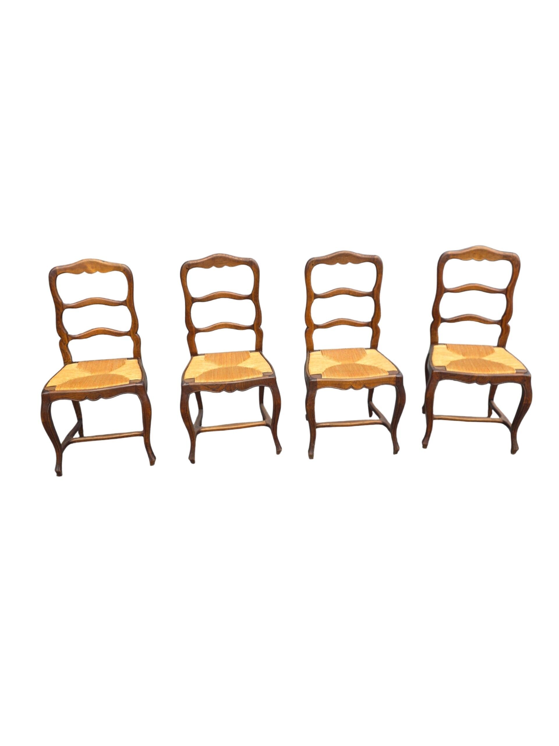 4 Louis XV style chairs in solid oak