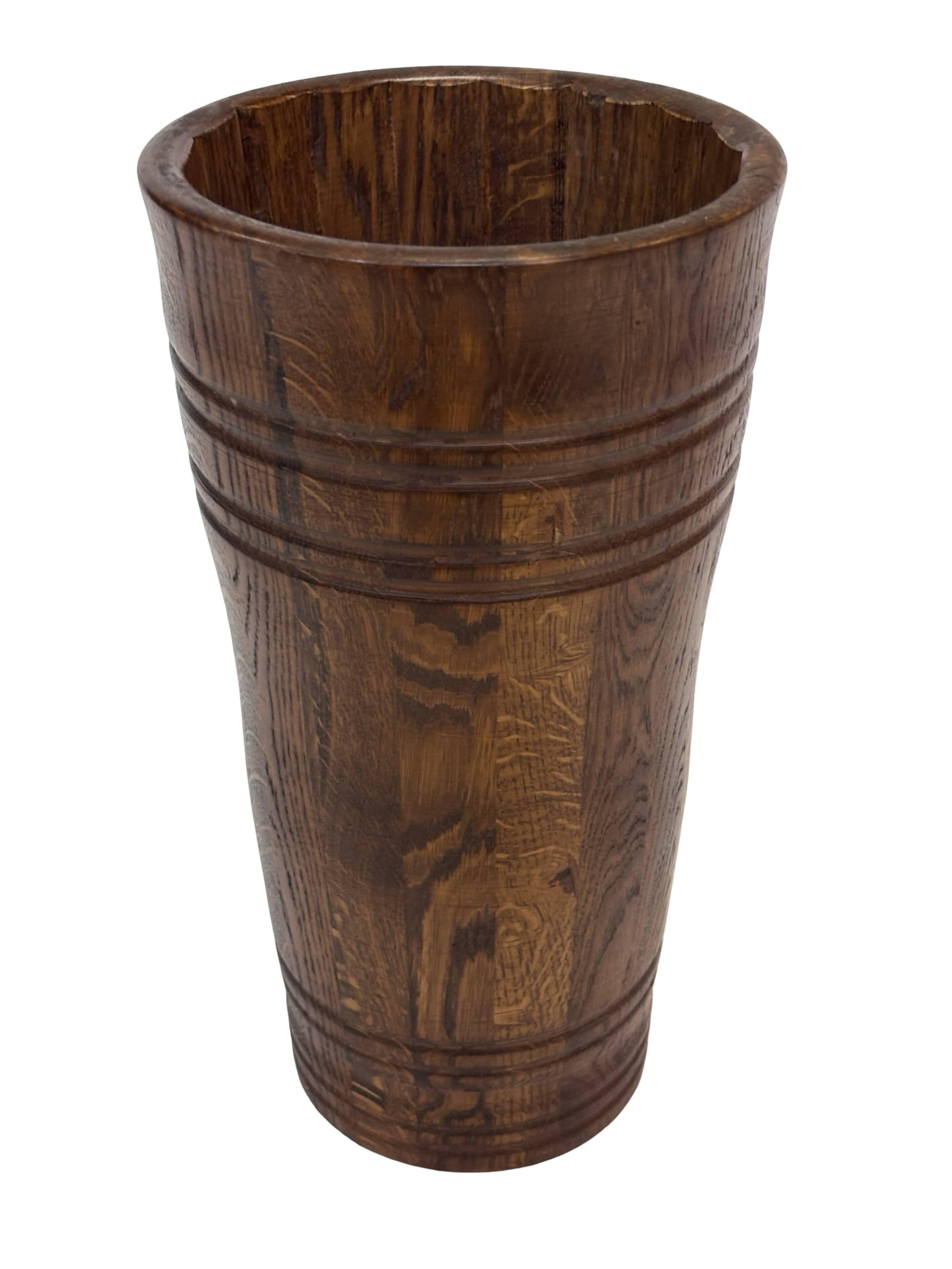 Vintage umbrella stand holder oak basket storage design 60's minimalist