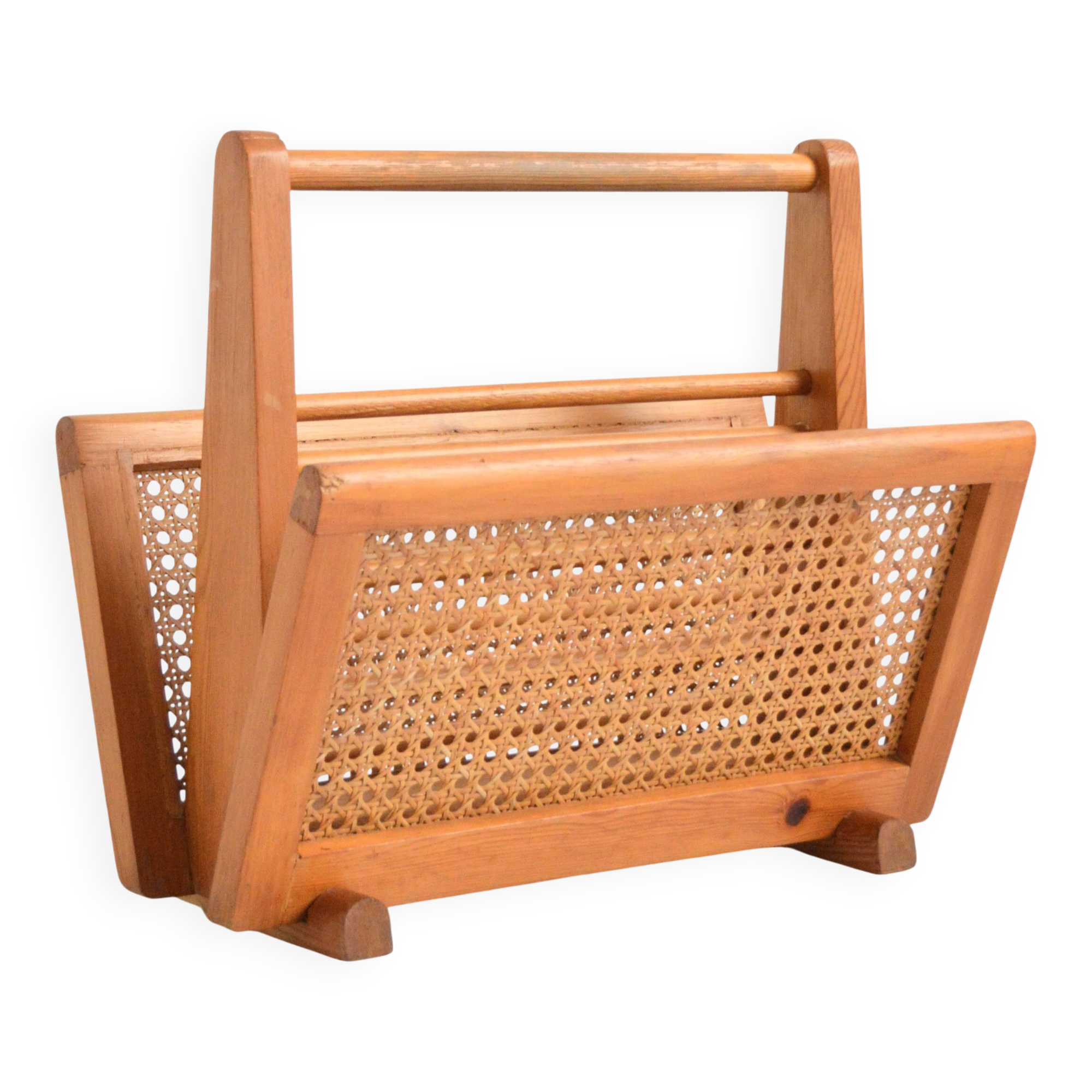 Porte revues bois et cannage 1960s