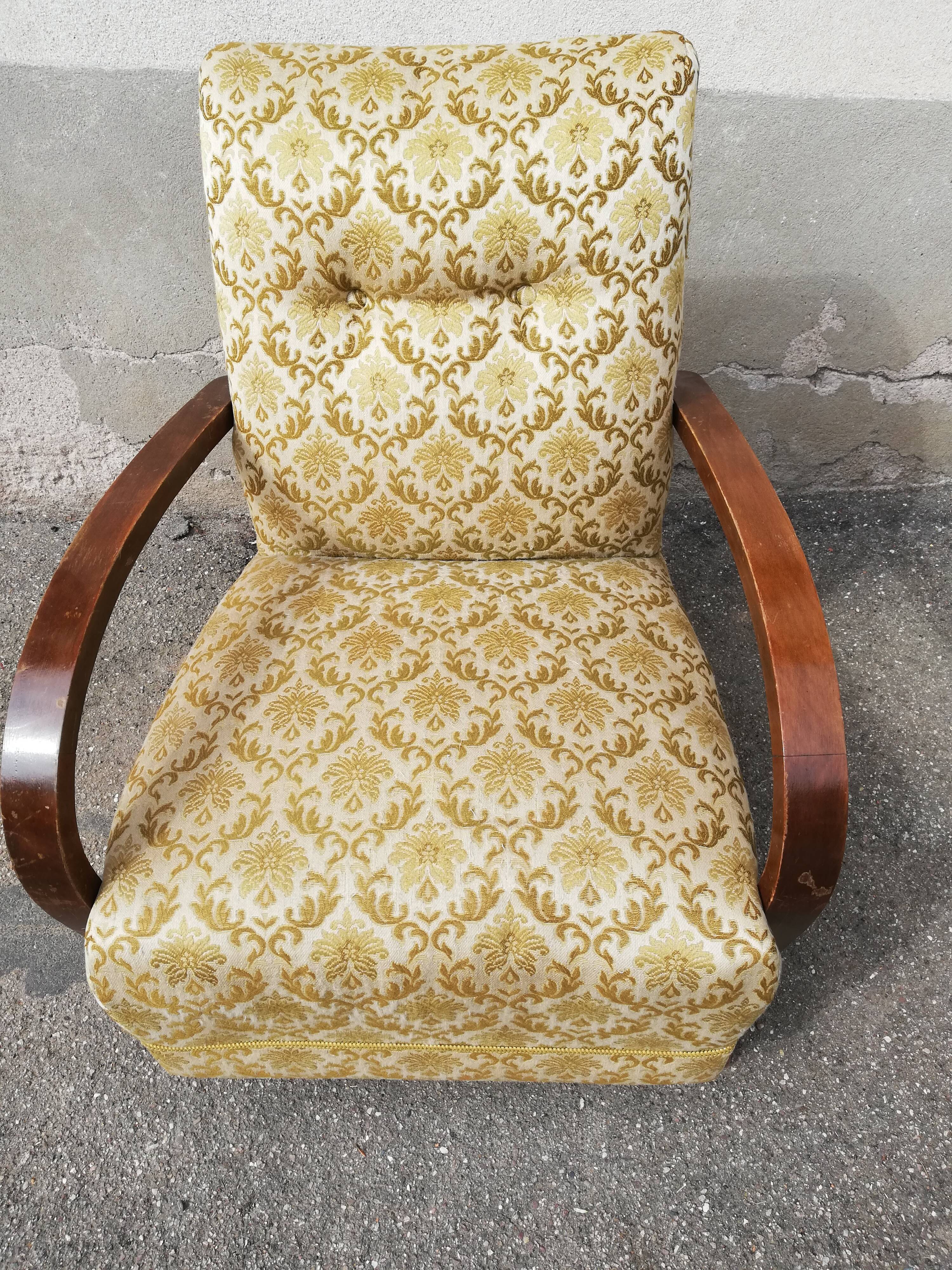 Chair 50s green floral fabric