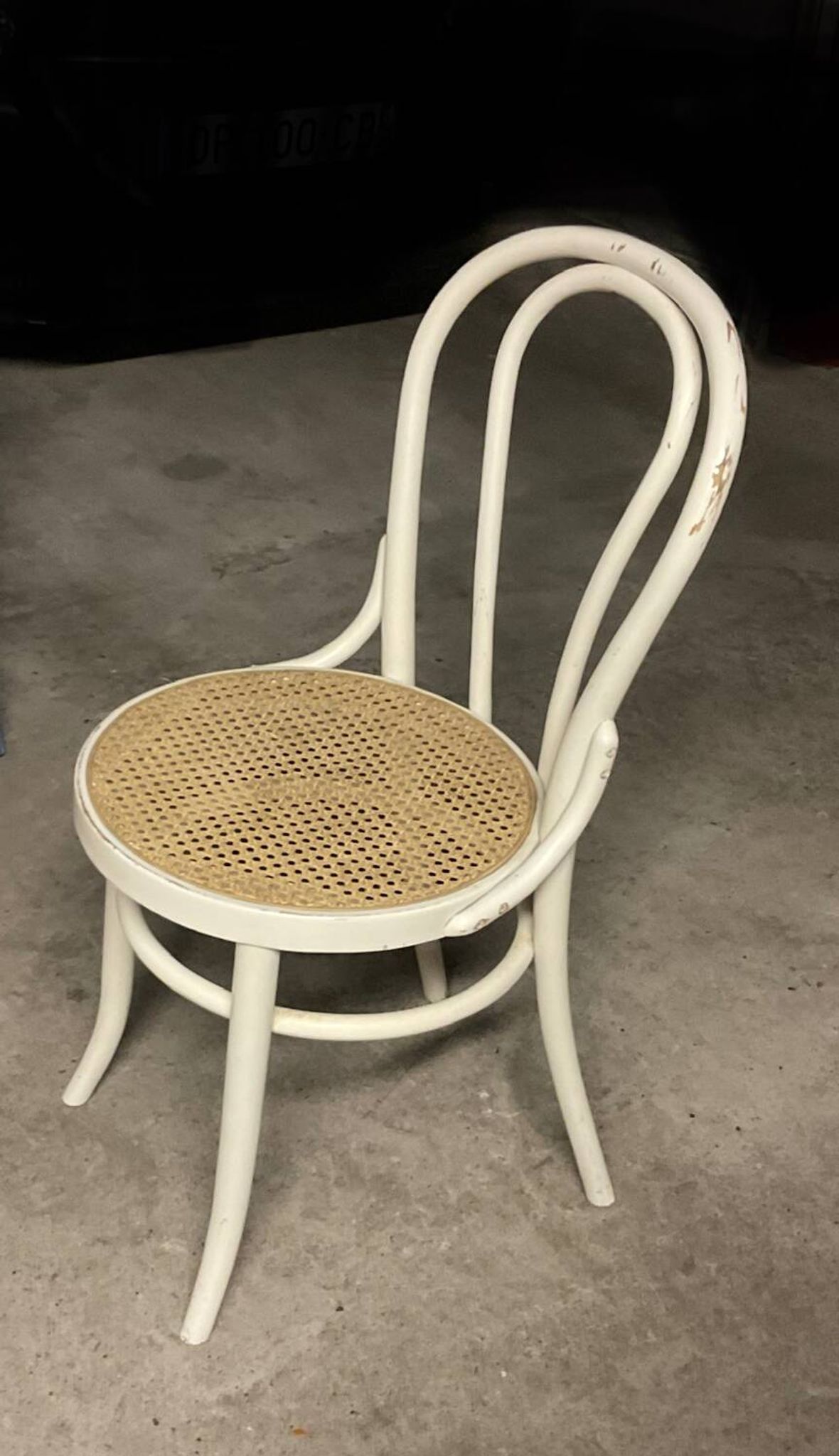 White bistro chair cane seat