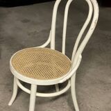 Chaise blanche bistrot siège canné