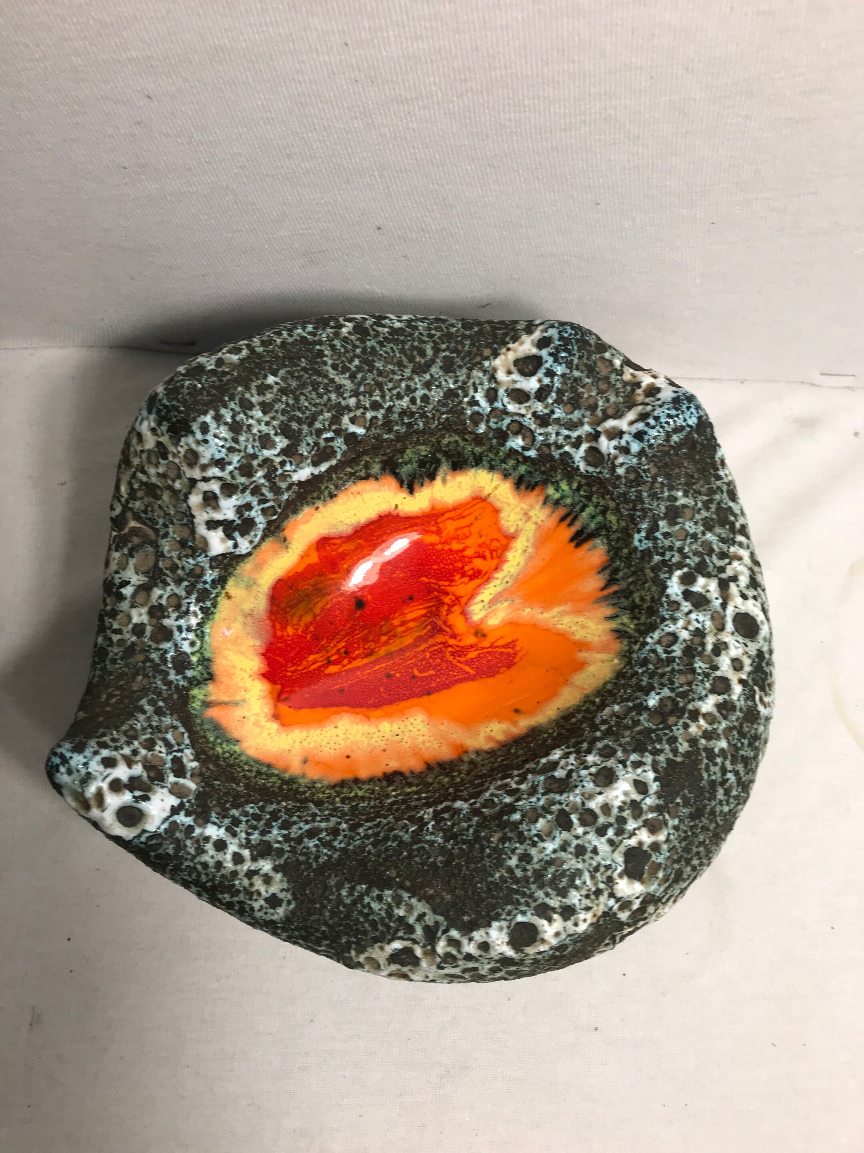 Old glazed ceramic ashtray + Wilts multicolor large model Vintage