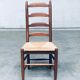 Rustic Ladder Back Oak and Rush Dining Chairs, 1960s, Set of 4