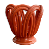 Vintage braided earthenware pot cache