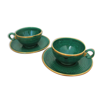 Set of two lunches, st Clement's faience, bottle green