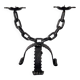 Brutalist double candle chandelier—wrought iron, chain and tripod base