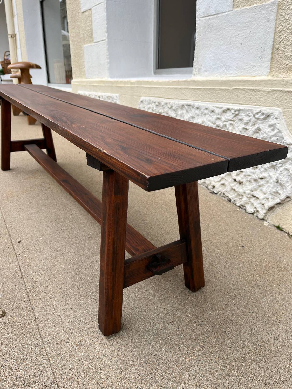 Raw wood bench