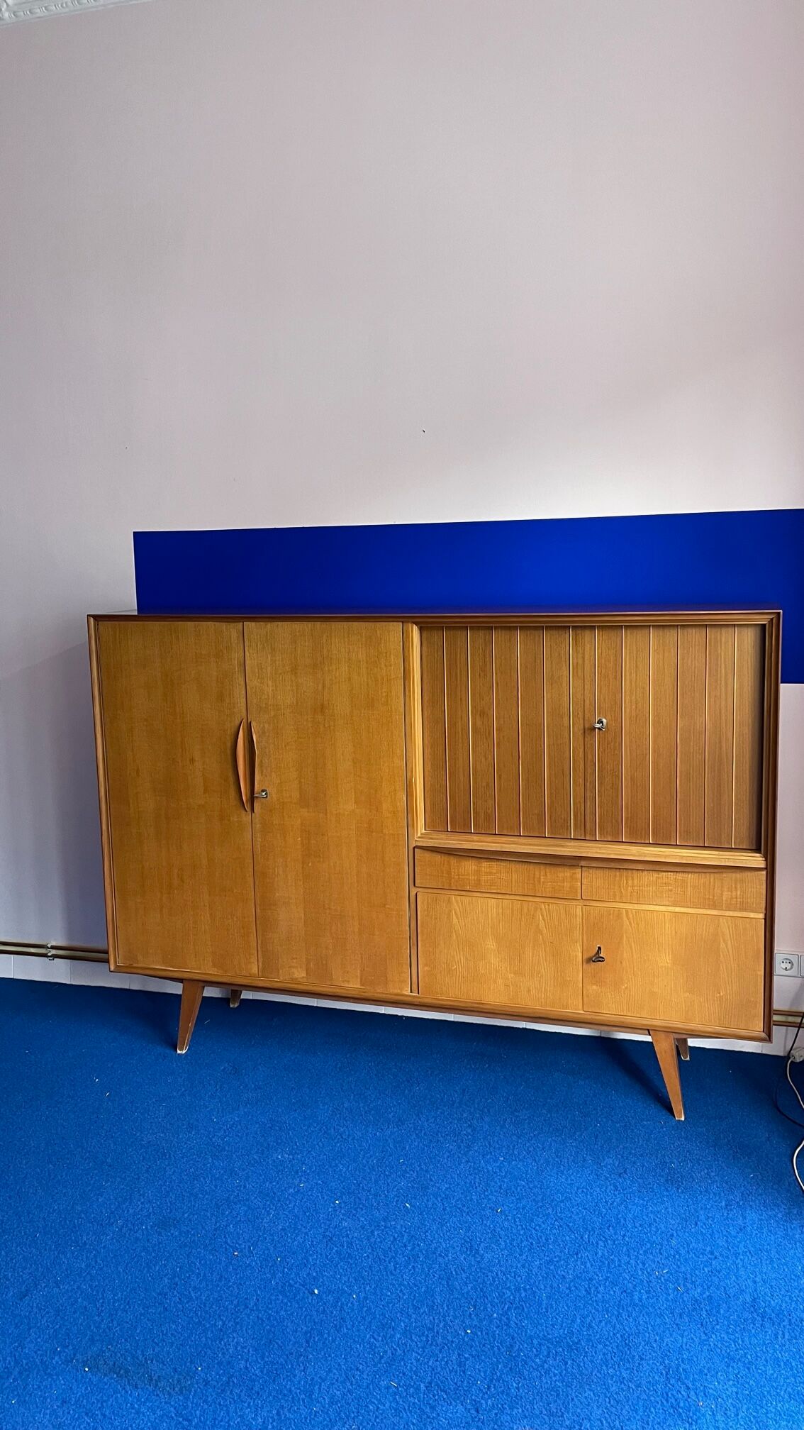 Highboard, living room furniture teak 60s vintage Danish