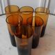 Set of 6 amber glasses with thick bottom 60s-70s