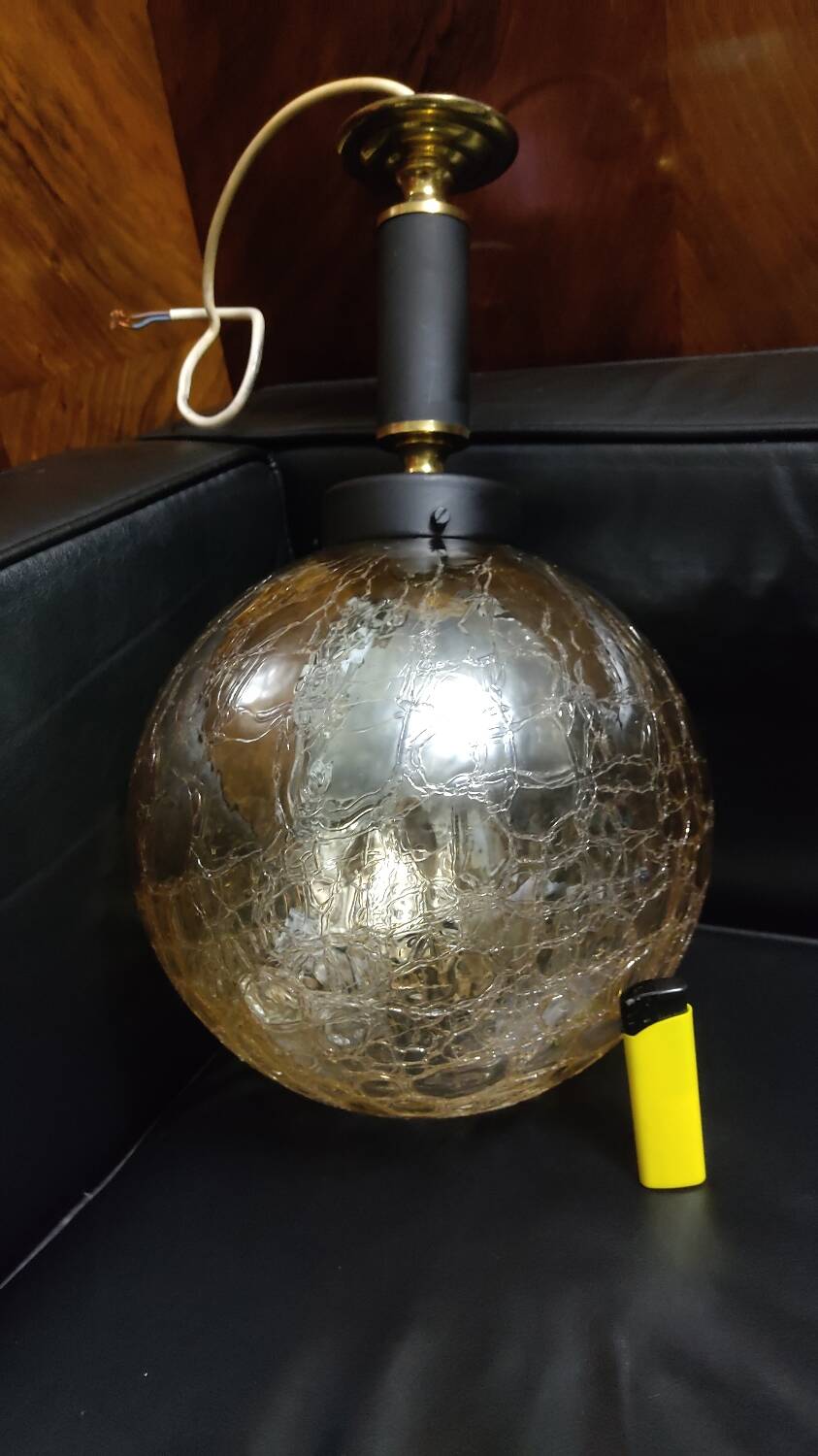 Vintage amber ball pendant light