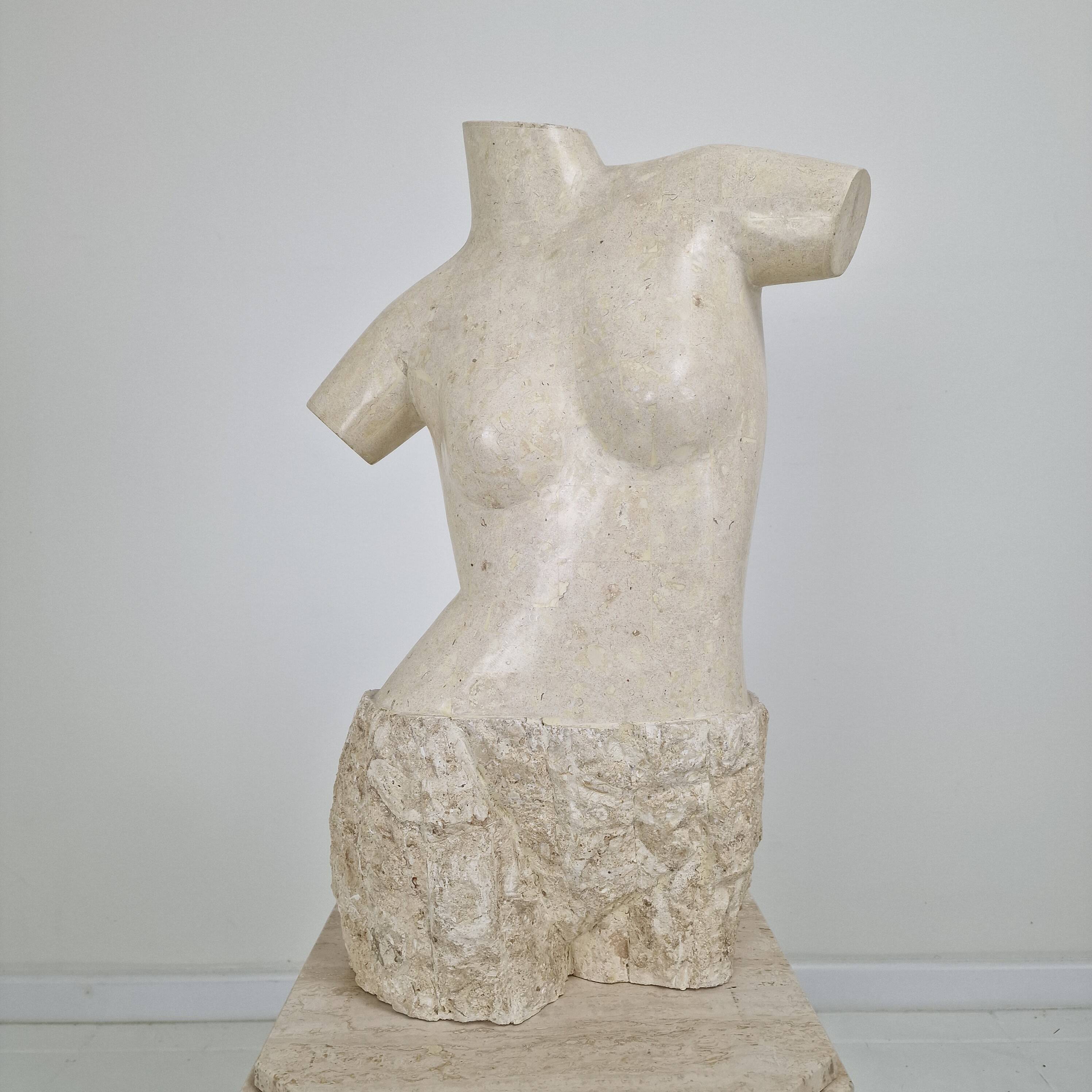 Sculptural Contemporary Female Torso Crafted from Layered Reclaimed Mactan